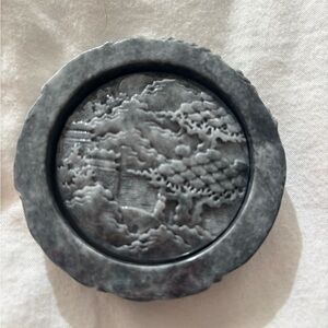 Wuji Jadiete Carved Bangle and Pendant Set